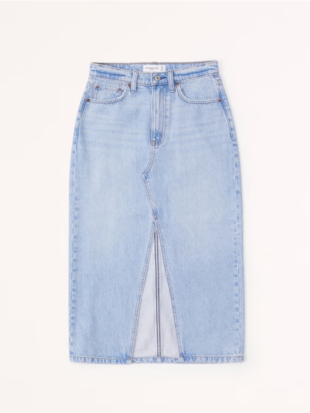 A&F Denim Midi Skirt in Light Wash